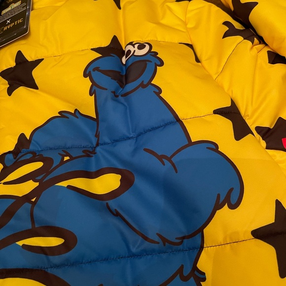 NWT xl sesame street dekryptic puffer jacket coat elmo bert cookie monster grove - Picture 6 of 10